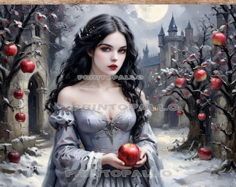 3 Hojas de Papel de Seda para Decoupage 18lbs - Blancanieves y la manzana en invierno