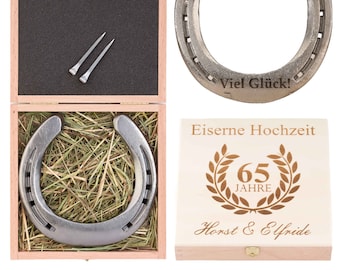 Fer à cheval cadeau mariage en fer avec coffret cadeau personnalisé, véritable fer à cheval porte-bonheur usé avec gravure, acier ou plaqué or