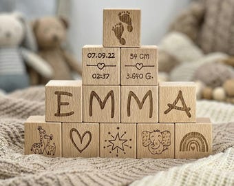 Cube Lettre Bois 'One' 3,5 Cm - Chiffre Gravé Pour Cadeau Naissance, Baptême Et Décoration Table - Bloc En Bois Naturel
