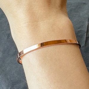 Adjustable Flat Stacking Cuff, 3 mm Copper Bracelet, Jewelry for Anxiety Arthritis, Minimalist Jewelry