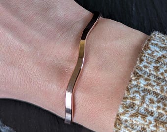 Handmade Pure Copper Cuff Bracelet: Adjustable Stacking Jewelry