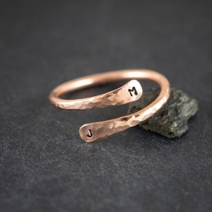 Personalized Copper Ring: Engraved Initial Ring, Handmade Jewelry
