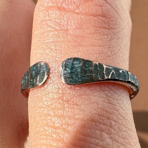 Dark Blue Patina Copper Ring: Handmade Hammered Rustic Jewelry