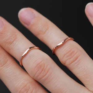 Adjustable Midi Copper Ring: Handmade Hammered Knuckle Jewelry