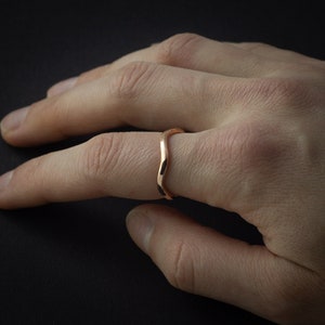 Handmade Stacking Adjustable Ring, Minimalist Wavy Copper Rings, Anxiety Arthritis Jewelry