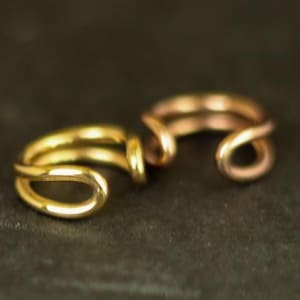 Rose Gold Plated Ear Cuff Set: Handmade No Piercing Earrings