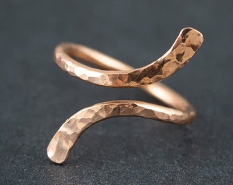 Anillo de cobre ajustable minimalista, anillos hechos a mano martillados, joyas curativas de ansiedad por artritis, regalos para mujeres y hombres, regalo del 7º aniversario