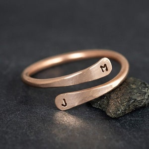 Custom Letters Personalized Ring, Engraved Rings, Pure Copper Handmade Jewelry, Husband Wife Gifts, Personalized 7th Anniversary Gift