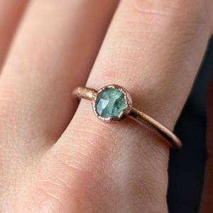 Minze Kyanit Kupfer Ring, Echter Grüner Edelstein Ring, Arthritis Heilstein Schmuck, Electrogeformte Einzigartige Kupferringe, Bf Gf Freundin Geschenke