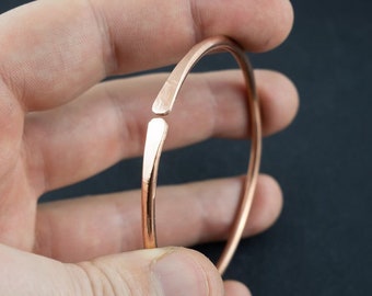 Bracelet jonc en cuivre pur, bijoux faits main, bracelet empilable minimaliste