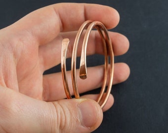 Handmade Dainty Stacking Copper Bangle Bracelet, Unique Christmas Gifts For Women Men Him Her Girl, Anxiety And Arthritis Healing Jewelry