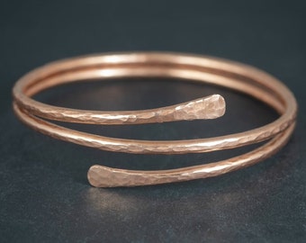 Pure Copper Wrap Bracelet, Anxiety Arthritis Healing, Handmade Jewelry, Dainty Stacking Bangle, Gifts For Women Her, Wife Girlfriend Gift