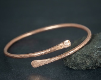 Handmade Dainty Stacking Copper Bangle Bracelet, Unique Christmas Gifts For Women Men Him Her Girl, Anxiety And Arthritis Healing Jewelry