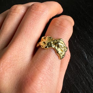 Unique Wide Molten Ring, 24K Gold Plated Jewelry, Brass Wavy Band, Textured Handmade Jewelry, Rings For Women, Gf Girlfriend Wife Gifts
