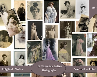 Victorian Women Photographs | 24 Vintage Photos of Ladies | Junk Journal Digital Ephemera | Printable Scrapbook Photos | Old Portraits 1800s