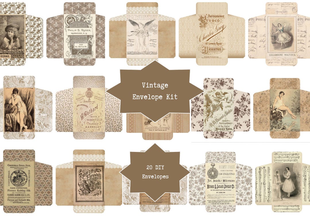 Vintage Envelope Kit, Digital Download, DIY Envelopes, Junk Journal ...