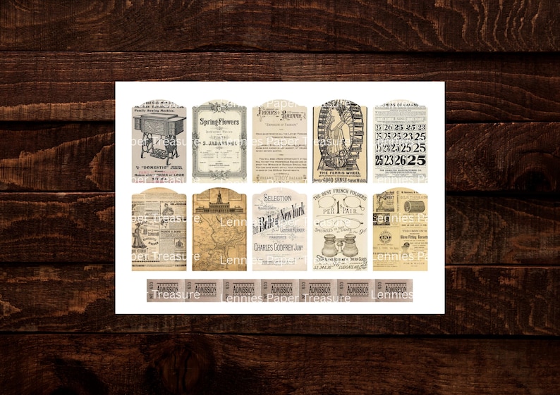 Vintage Tags & Tickets | Junk Journal, Scrapbook Digital Ephemera Kit ...