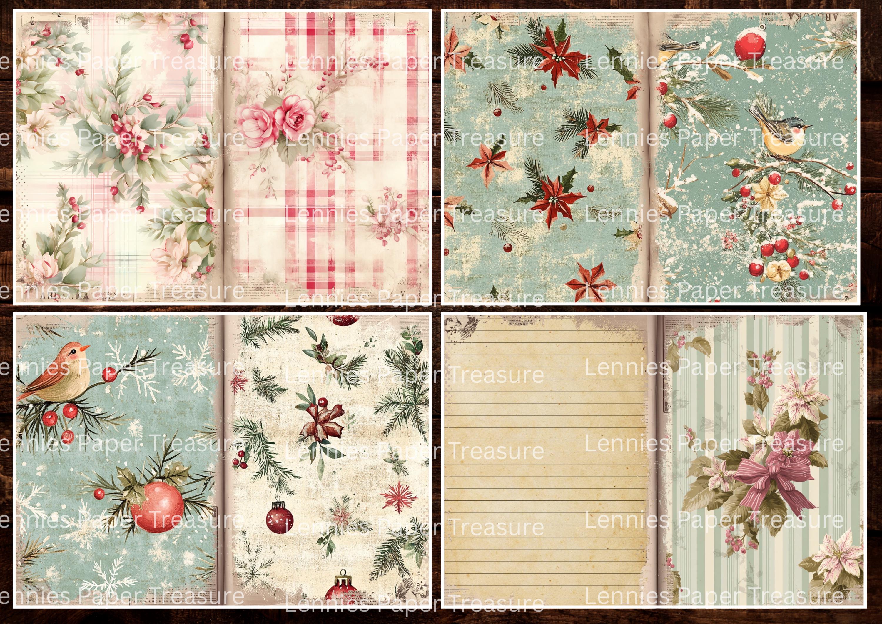 Shabby Vintage Christmas Junk Journal Kit | Printable Pages, Pockets ...