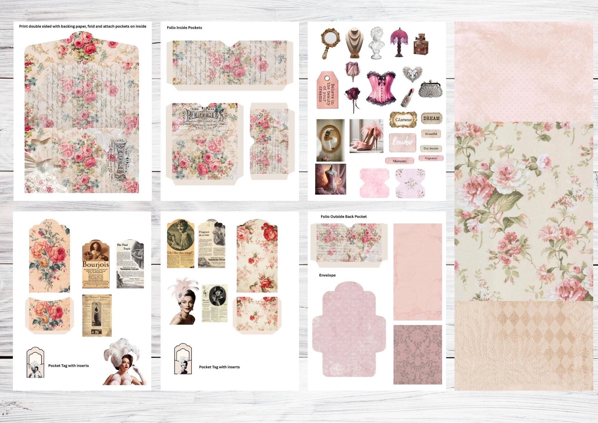 Vintage Folio Kit Digital | Pink Shabby Chic Loaded Folio | Junk ...