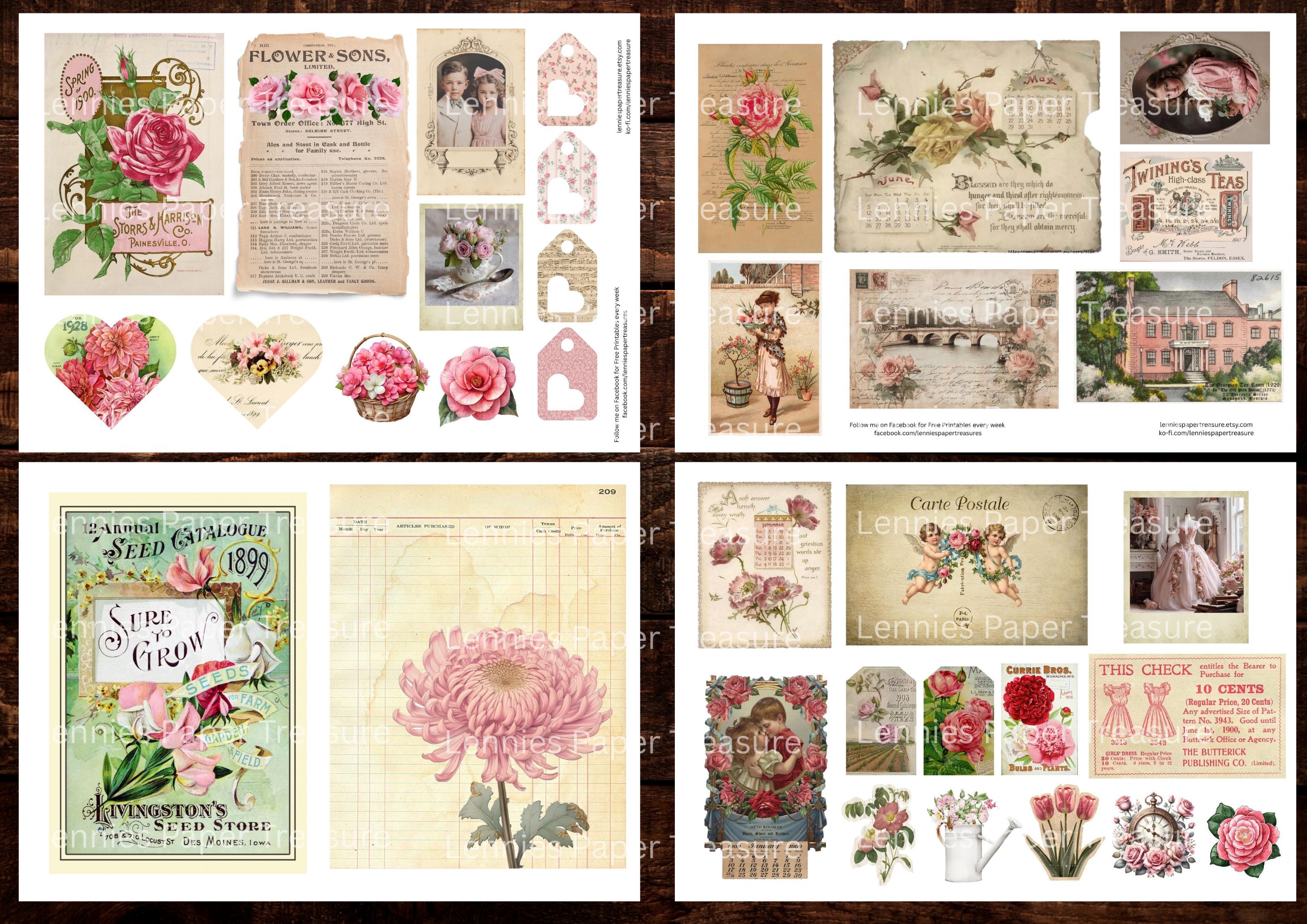 Pink Shabby Chic Scrap Pack, Digital Download, Junk Journal Kit ...
