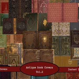 Antique Book Covers Vol.2 | Printable Vintage Journal Cover | Book Spine Digital Download | Decorative Ornate Victorian Books | Junk Journal
