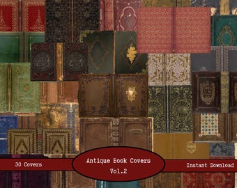 Antique Book Covers Vol.2 | Printable Vintage Journal Cover | Book Spine Digital Download | Decorative Ornate Victorian Books | Junk Journal