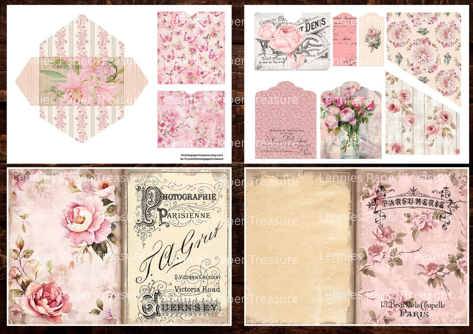 Vintage French Shabby Chic Junk Journal Kit | Pink Blush, Digital ...