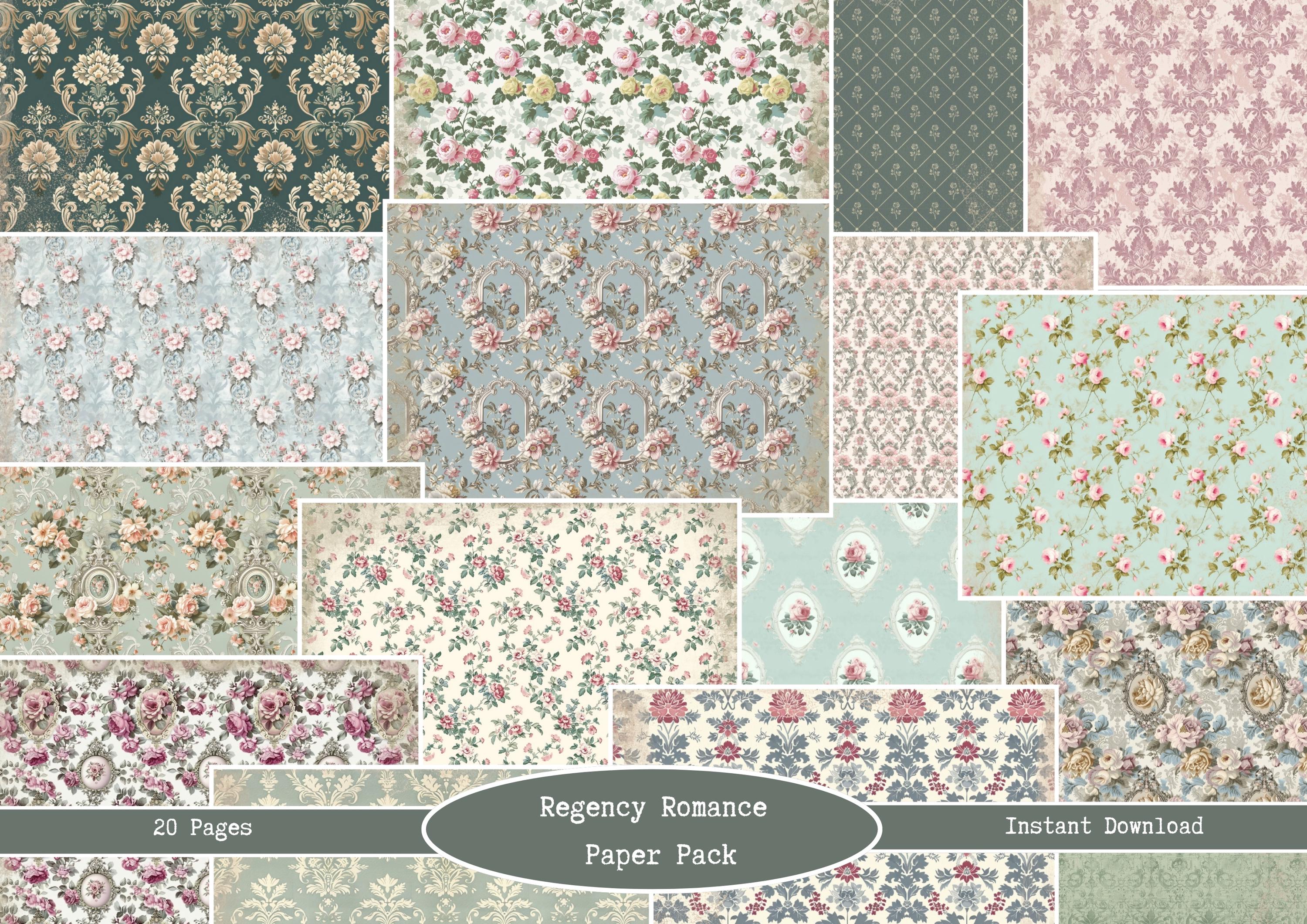 Regency Paper Regency Romance Printable Paper Pack | Digital Scrapbook, Junk Journal ...