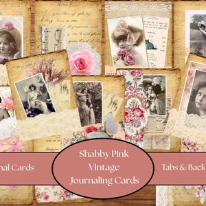 Shabbyroze vintage dagboekkaarten | Afdrukbare ephemera | Afdrukbare logboekkaarten |  Antieke schrijfkaarten | Vintage dagboekkaarten |