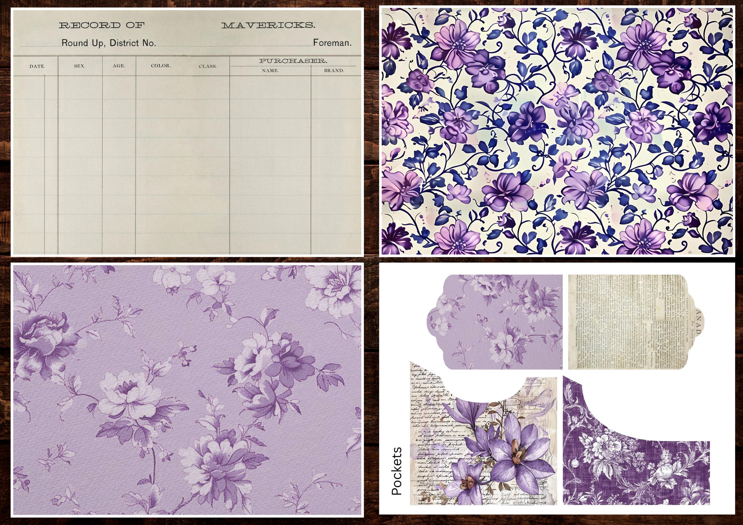 Vintage Purple Junk Journal Kit | Digital Papers, Pages, Pockets, Tags ...