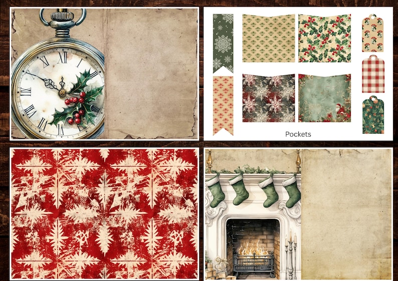 Traditional Vintage Christmas Junk Journal Kit | Printable Journal ...