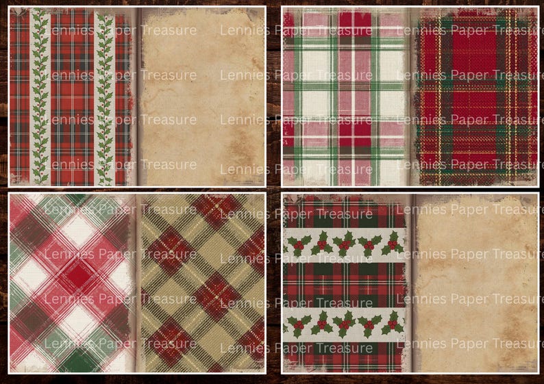 Plaid Vintage Christmas Junk Journal Digital Kit | Printable Pages ...