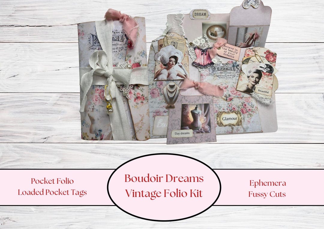 Vintage Folio Kit Digital | Pink Shabby Chic Loaded Folio | Junk ...