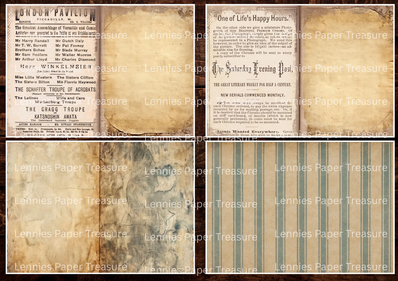 Vintage Blue Grunge Junk Journal Kit | Digital Download | Antique Pages ...