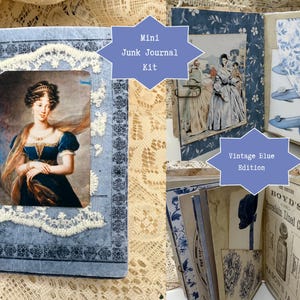 Mini Junk Journal Kit, Digital Download, Little Printable Book, Vintage Paper Collection, Antique Ephemera, Pockets, Covers, Craft Project