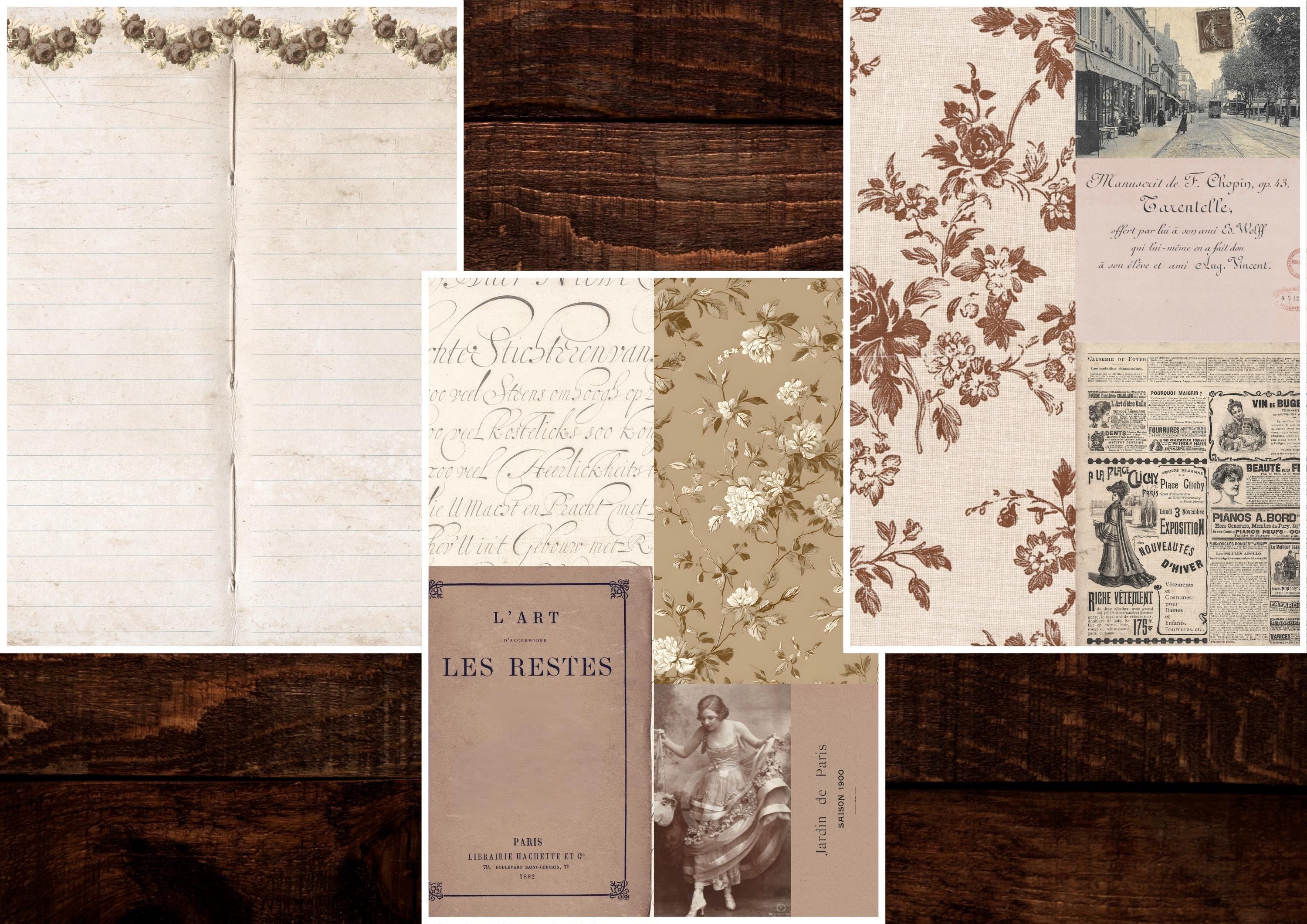 Tall Skinny Junk Journal Digital Kit | Vintage French Neutral Collage ...