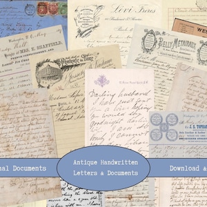 Antique Handwritten Letters | Printable Junk Journal Ephemera | Scrapbook Supplies | Digital Vintage Handwritten Documents | Digital Papers