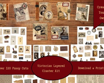 Victorian Layered Clusters Digital Kit | Printable Vintage Ephemera | Junk Journal Embellishments | Vintage Fussy Cuts | Scrapbook Digitals