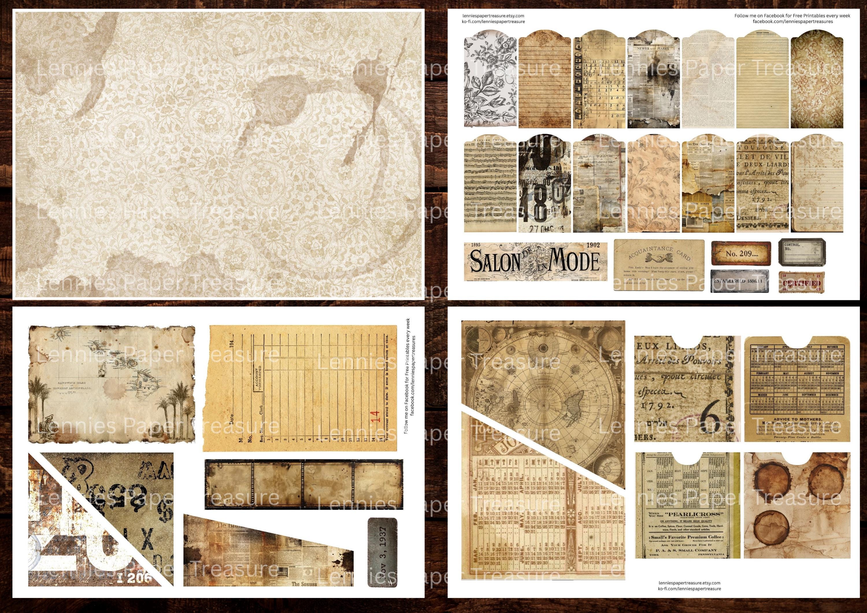 Vintage Grunge Junk Journal Kit | Printable Old Antique Pages ...
