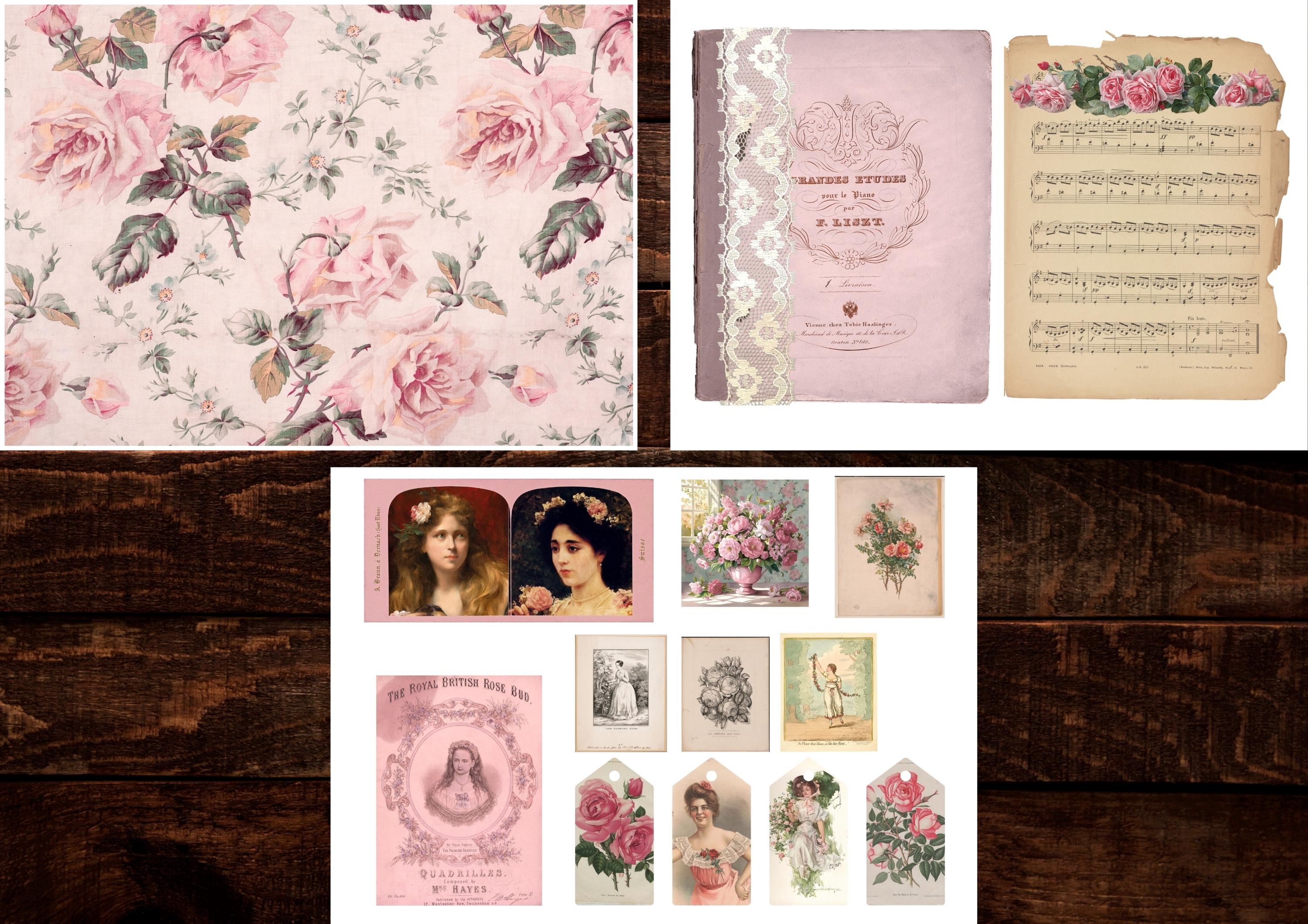 Dusky Rose Digital Paper Pack | Vintage Pink Junk Journal Kit ...