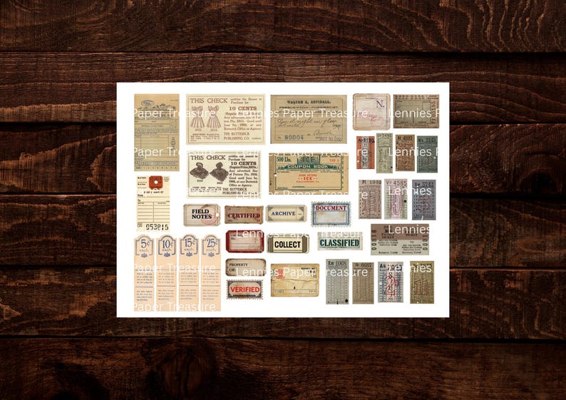 Vintage Tags & Tickets | Junk Journal, Scrapbook Digital Ephemera Kit ...