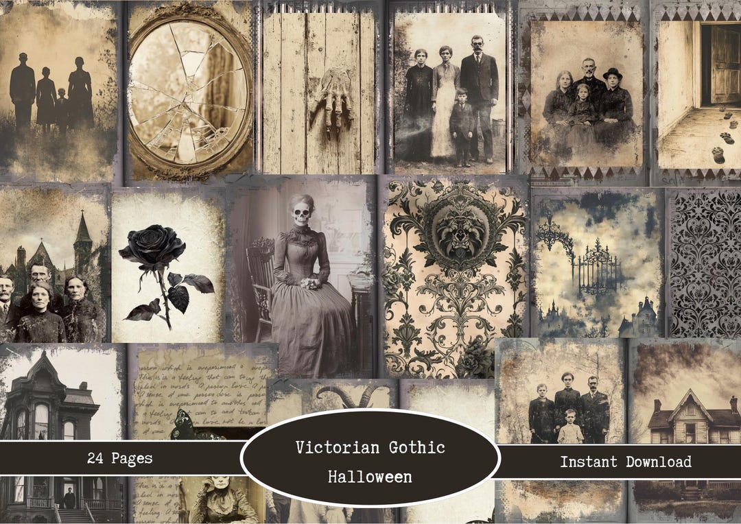 Victorian Gothic Halloween Junk Journal Digital Kit | Vintage Papers ...