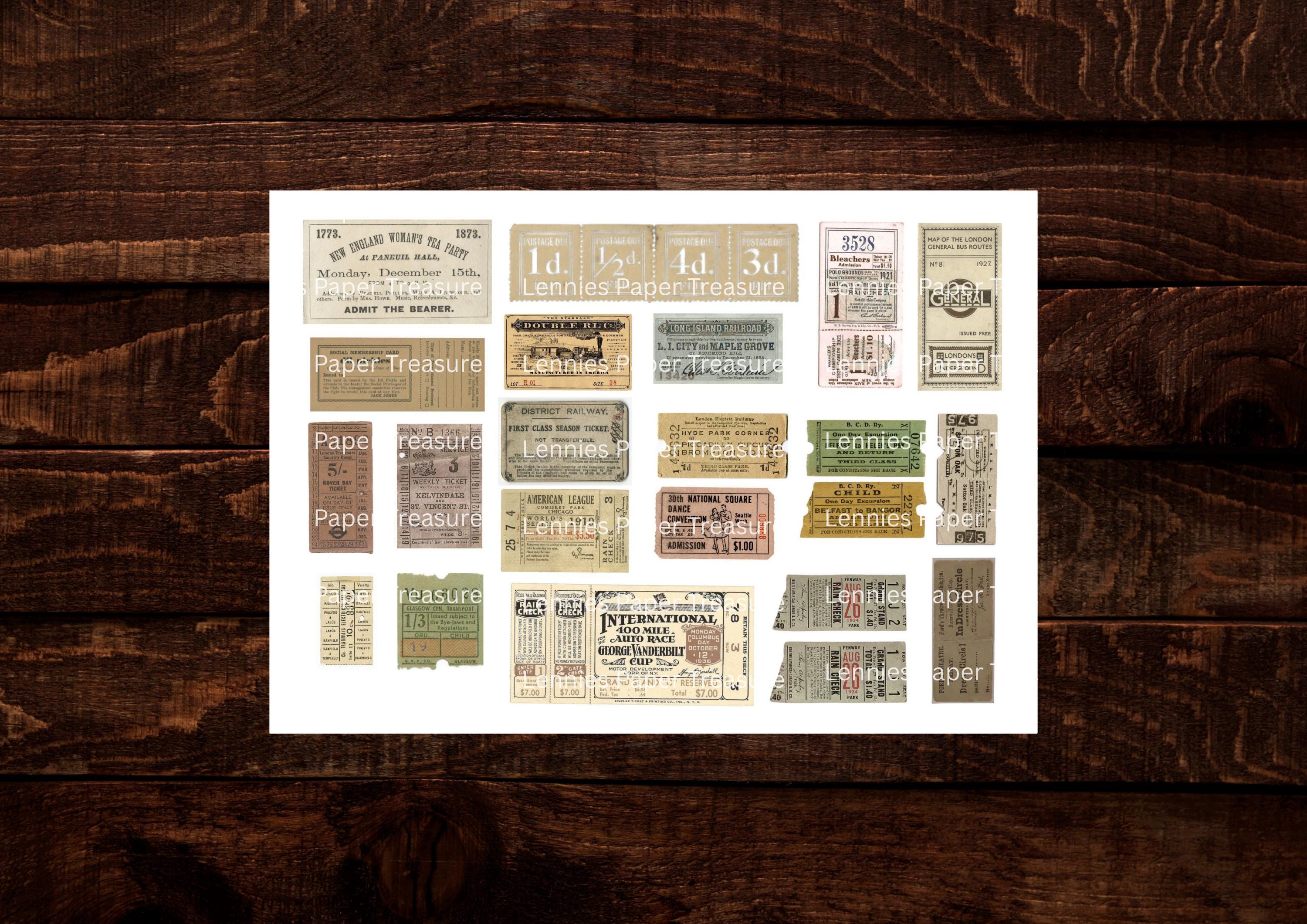 Vintage Tags & Tickets | Junk Journal, Scrapbook Digital Ephemera Kit ...