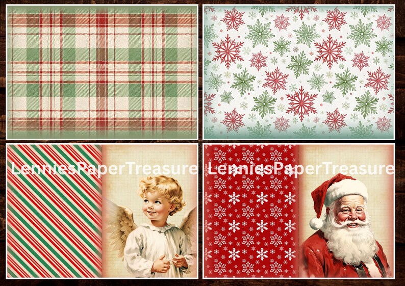 Retro Christmas Junk Journal Kit | Digital Red Vintage Collage Sheets ...