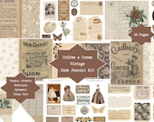 Coffee and Cream Vintage Junk Journal Kit, Digital Download, Journaling Pages, Pockets, Papers, Ephemera, Printable, Sepia, Scrapbooking Kit