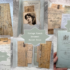 Antique French Document Wallet, Digital Junk Journal Folio, Printable Vintage Papers, Ephemera, French Mail, Ledgers, Invoices, Handwritten