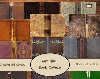 Antique Book Covers | Printable Vintage Book Covers | Fancy Book Covers | Printable Journal Covers  | Digital Download | Book Sleeves | PDF