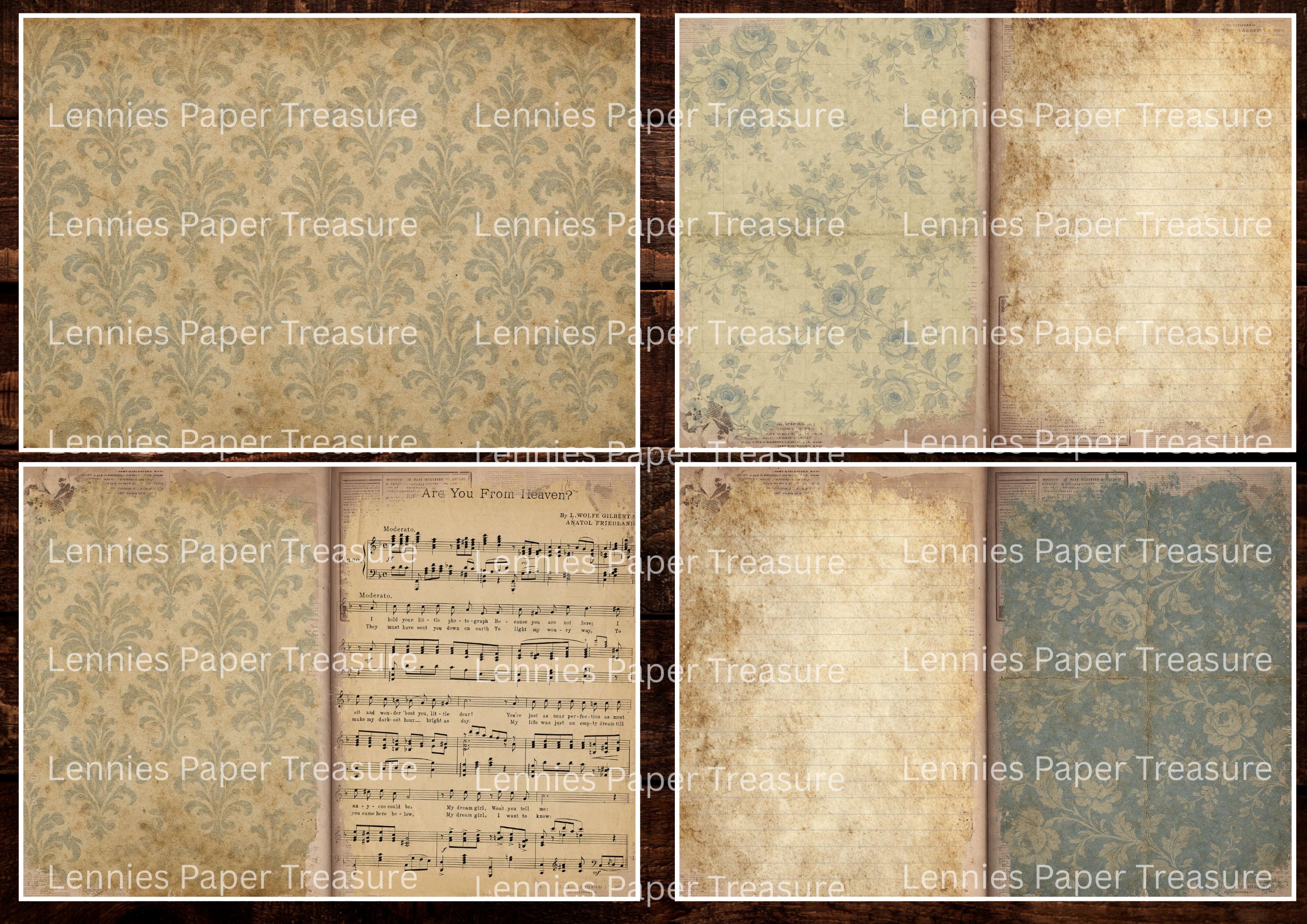 Vintage Blue Grunge Junk Journal Kit | Digital Download | Antique Pages ...