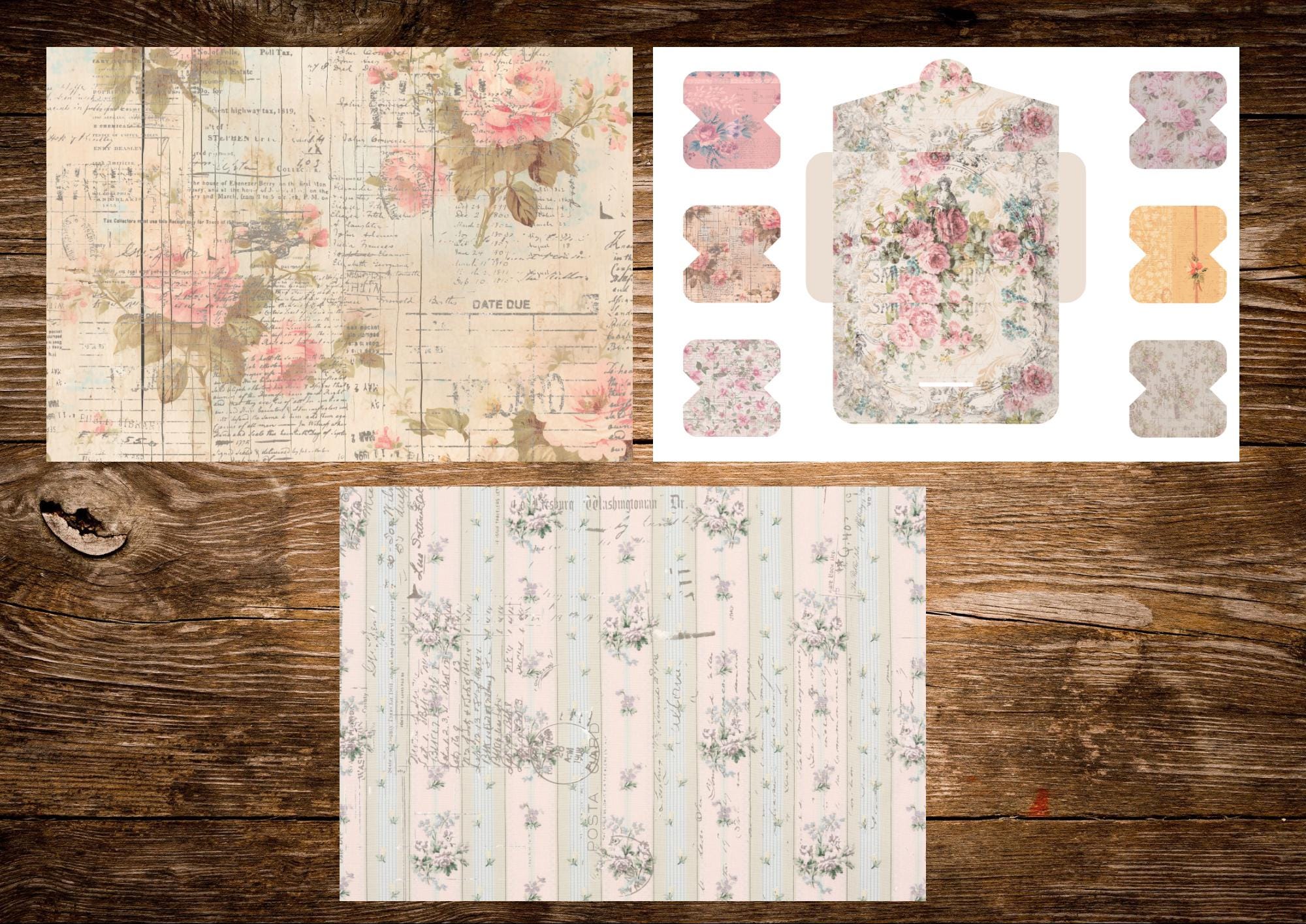 Vintage Shabby Chic Junk Journal Kit | Printable Papers | Digital ...