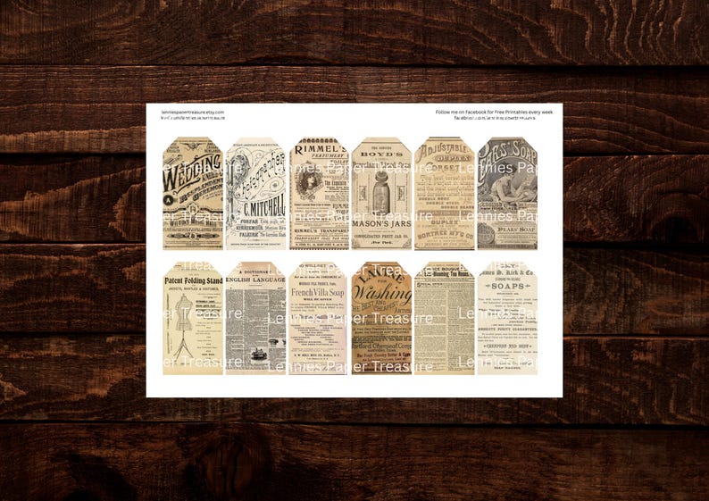 Vintage Tags & Tickets | Junk Journal, Scrapbook Digital Ephemera Kit ...